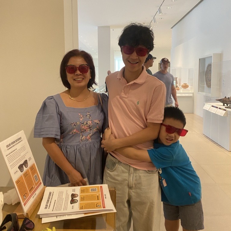 Family participating in awareness activity.