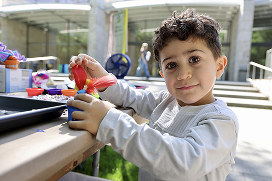 Child interacting with an activity.