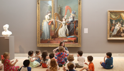 A group of children learning about art